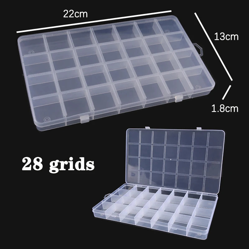 Adjustable Plastic Jewelry & Parts Organizer Box with Clear Lid
