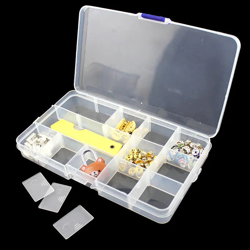 Adjustable Plastic Jewelry & Parts Organizer Box with Clear Lid