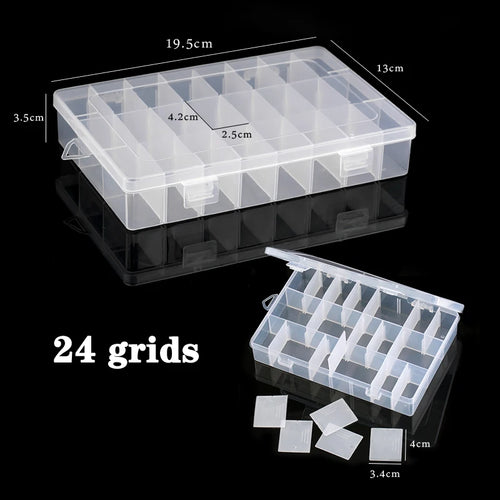 Adjustable Plastic Jewelry & Parts Organizer Box with Clear Lid