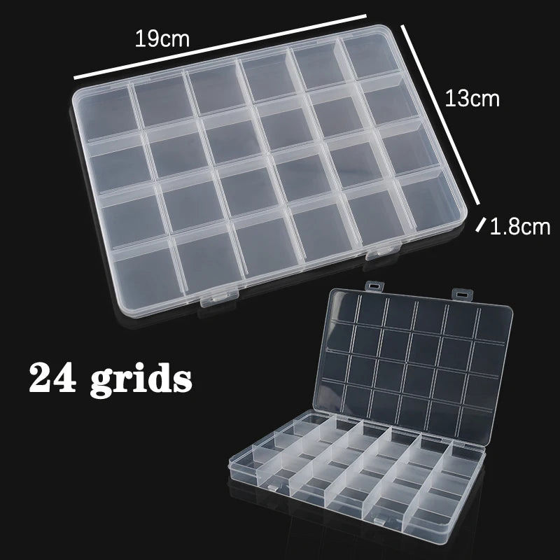 Adjustable Plastic Jewelry & Parts Organizer Box with Clear Lid
