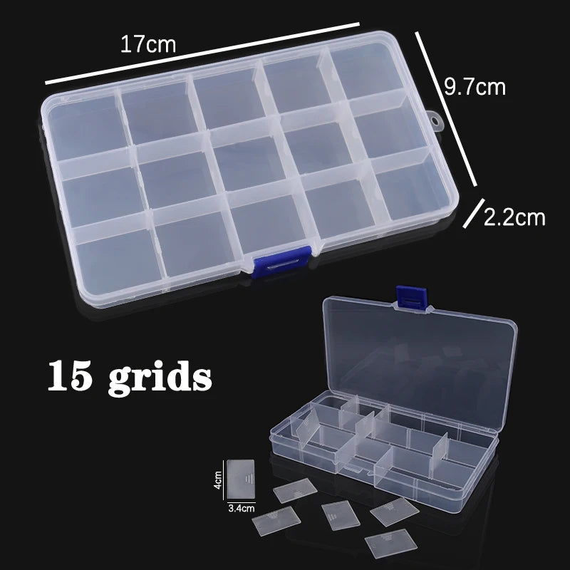 Adjustable Plastic Jewelry & Parts Organizer Box with Clear Lid