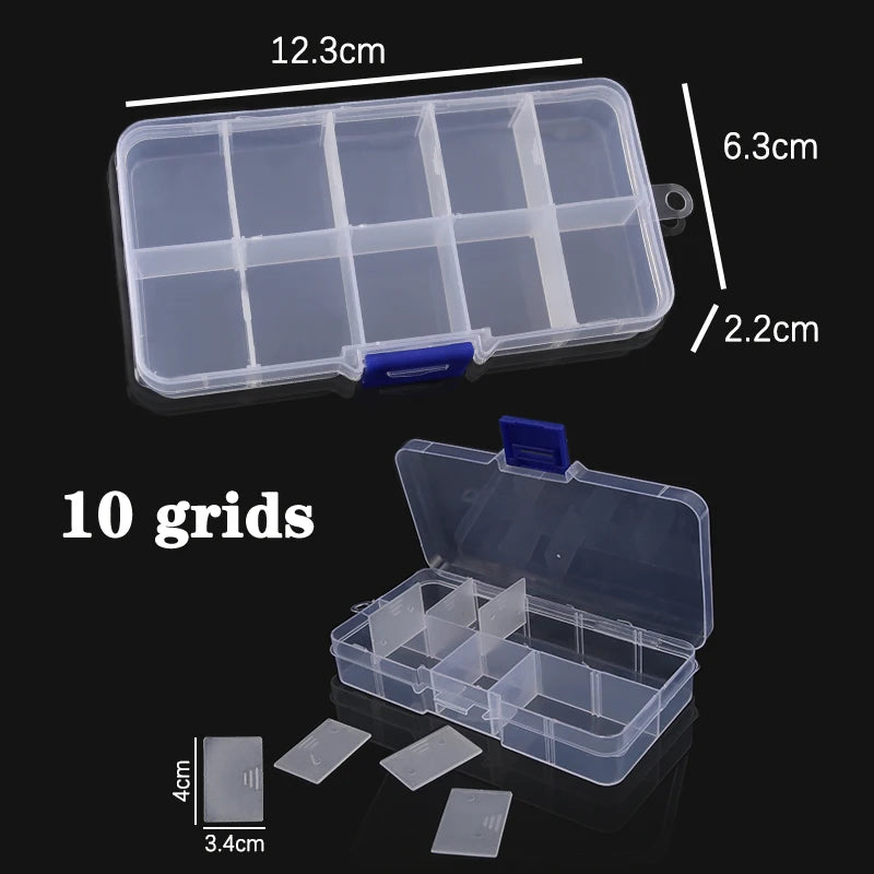 Adjustable Plastic Jewelry & Parts Organizer Box with Clear Lid