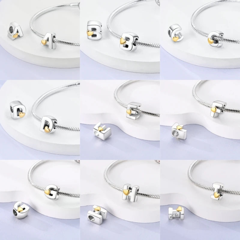 925 Silver Letter Charm Beads for Bracelets | A–Z DIY Jewelry
