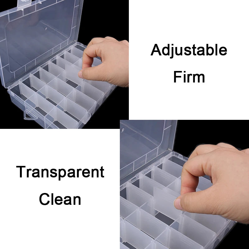 Adjustable Plastic Jewelry & Parts Organizer Box with Clear Lid
