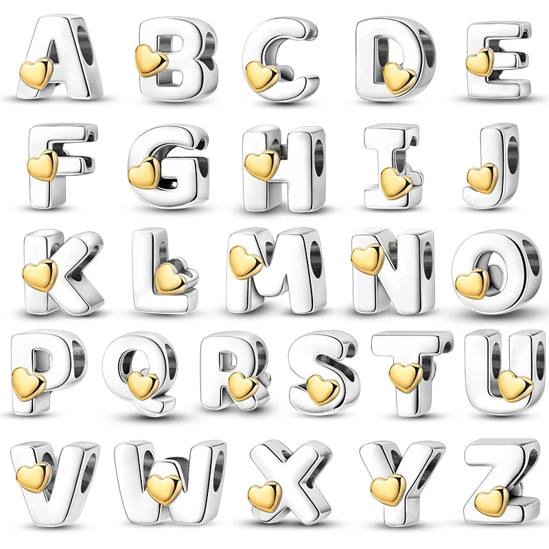 925 Silver Letter Charm Beads for Bracelets | A–Z DIY Jewelry