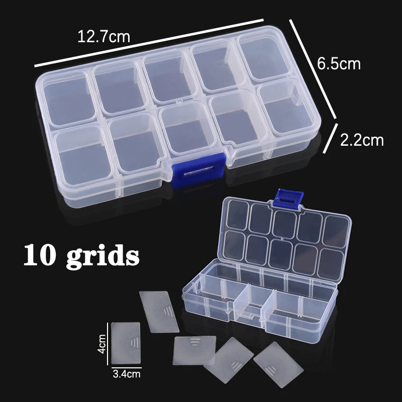 Adjustable Plastic Jewelry & Parts Organizer Box with Clear Lid