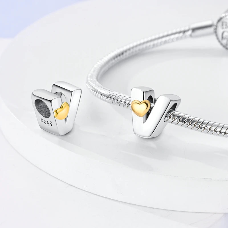 925 Silver Letter Charm Beads for Bracelets | A–Z DIY Jewelry